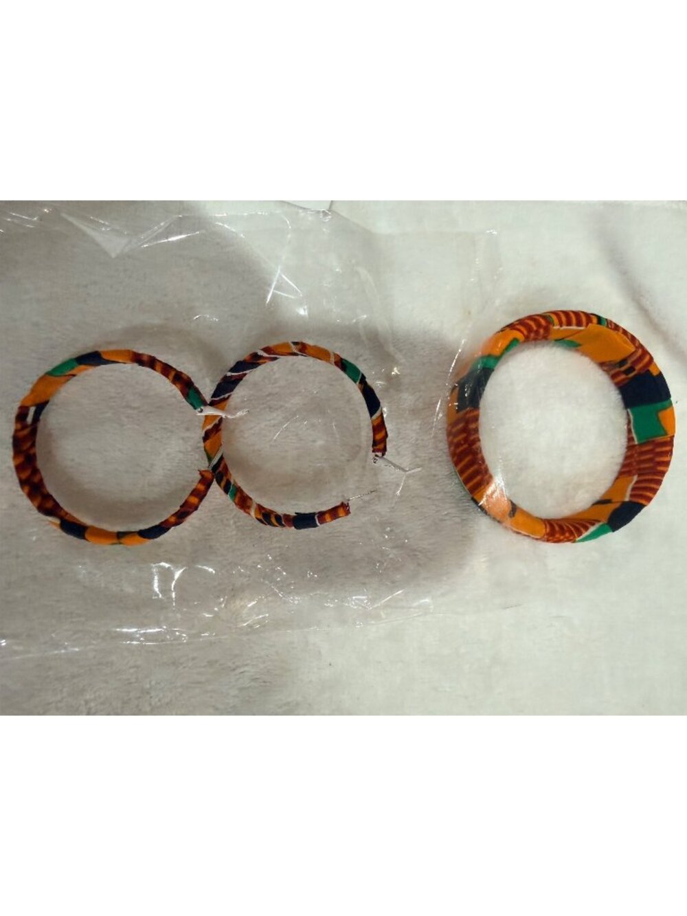 African Print Fabric Jewelry Set: Bangle & Hoop Earrings